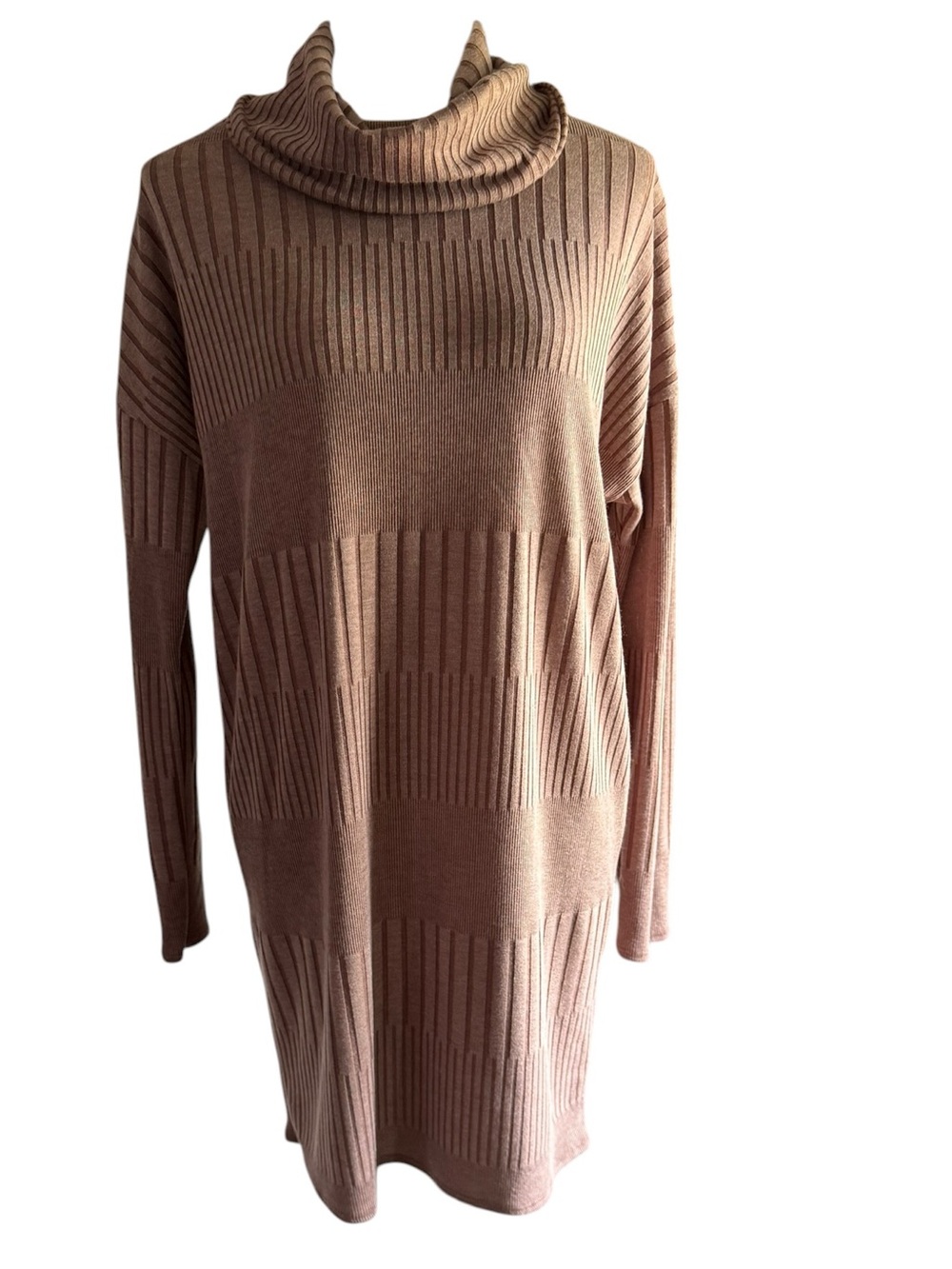 Lulu's Morning Coffee Brown Ribbed Cowl Sweater Dress